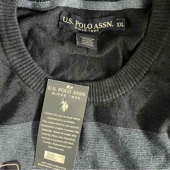 NWT US Polo Assn Blue Gradient Striped Long Sleeve Men’s Sweater See Note XXL - Picture 7 of 7